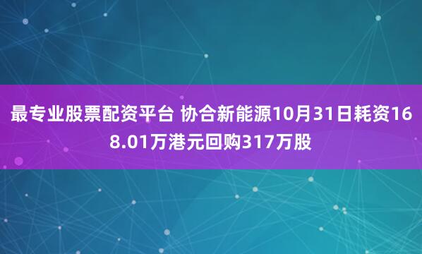最专业股票配资平台 协合新能源10月31日耗资168.01万港元回购317万股