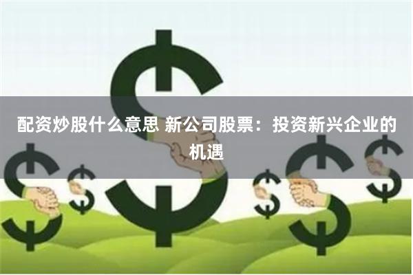 配资炒股什么意思 新公司股票：投资新兴企业的机遇